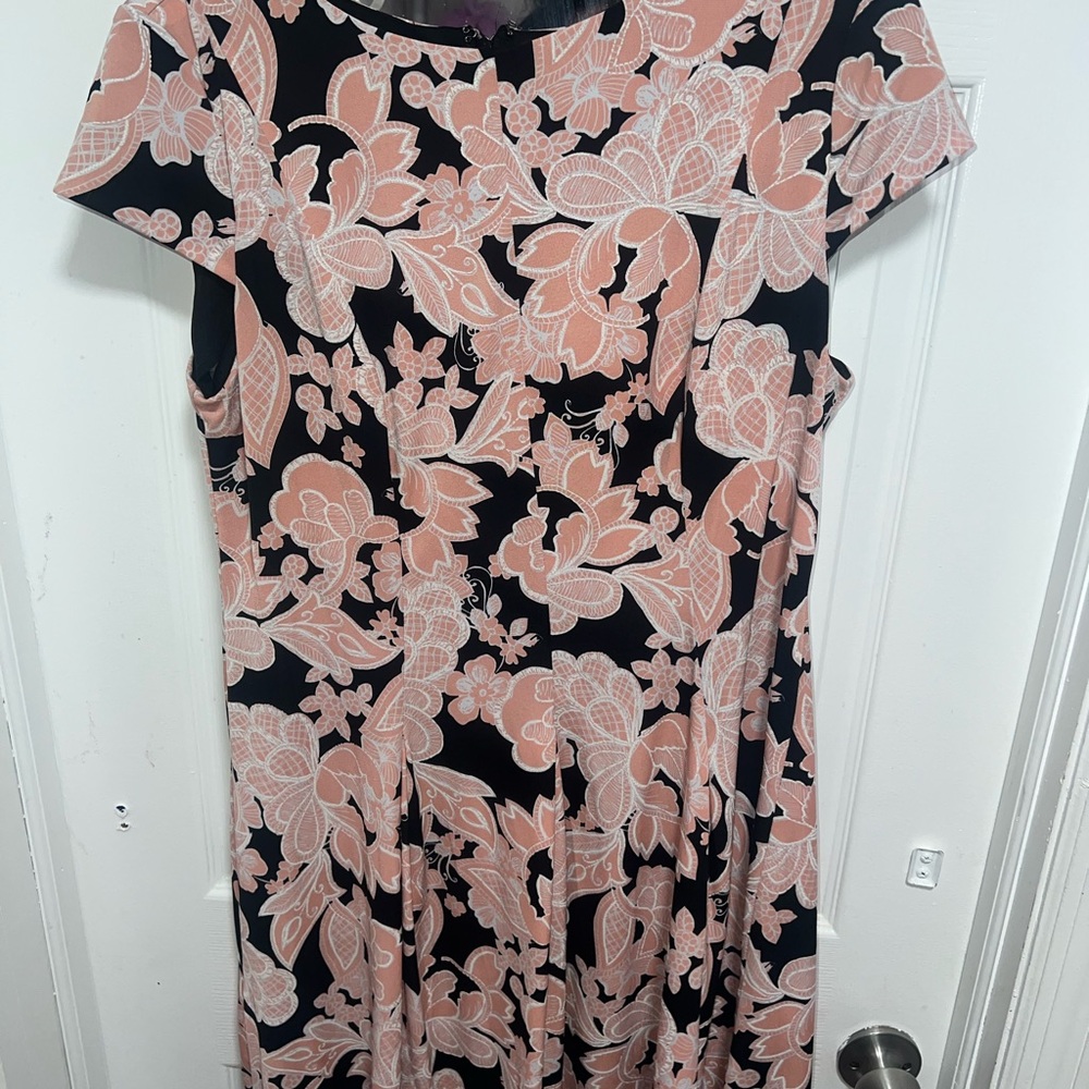 Elegant Floral Black and Pink Dress